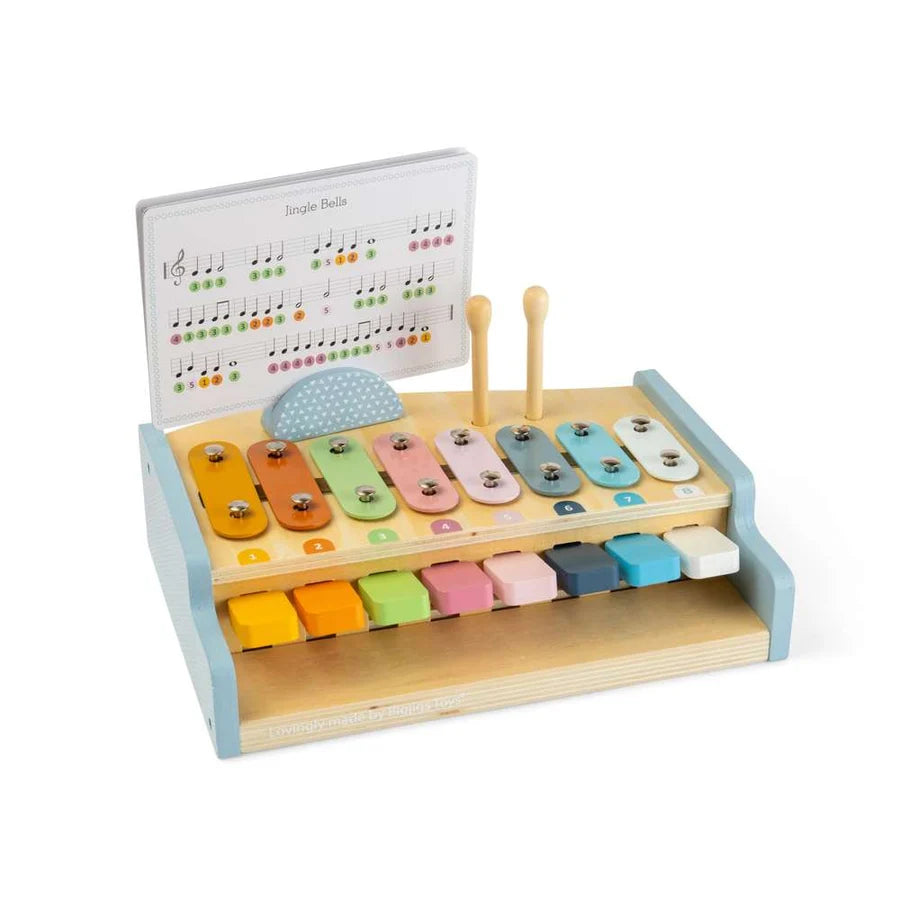 Bigjigs Toys - Xylo Piano 2-in-1 Wooden Xylophone & Baby Piano