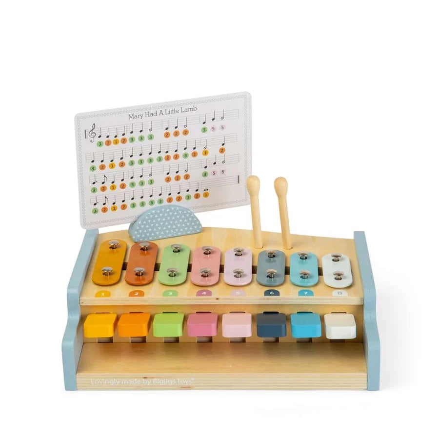 Bigjigs Toys - Xylo Piano 2-in-1 Wooden Xylophone & Baby Piano