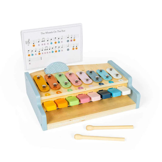 Bigjigs Toys - Xylo Piano 2-in-1 Wooden Xylophone & Baby Piano