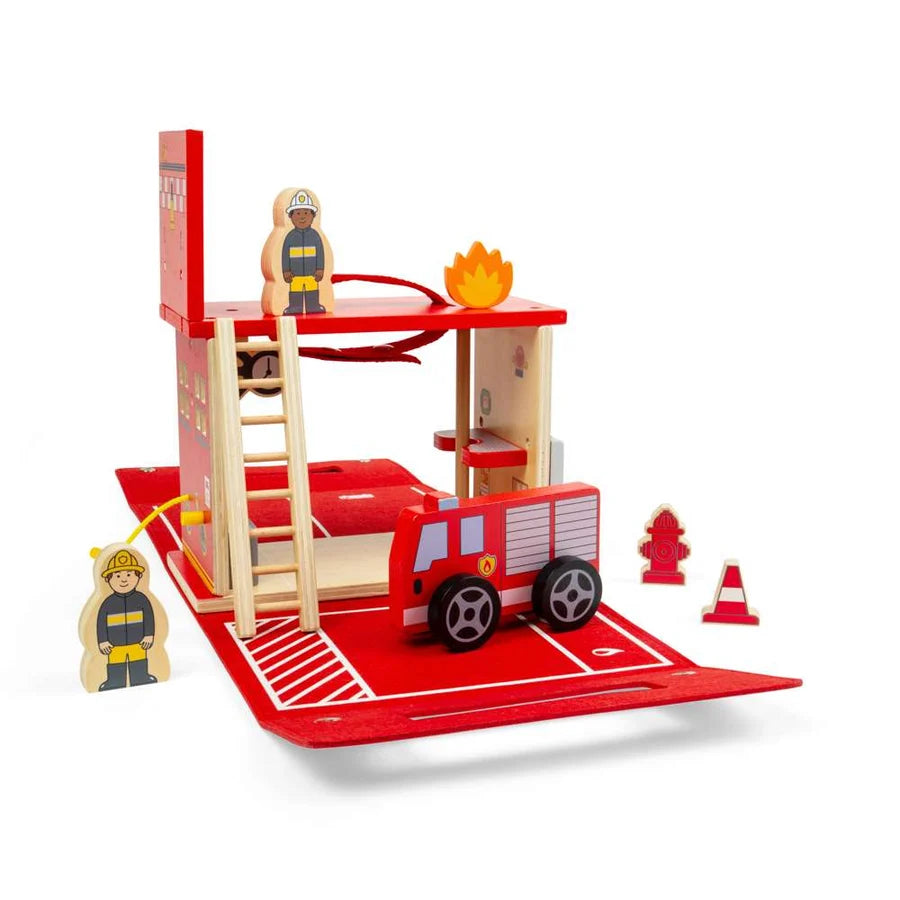 Bigjigs Toys - Fire Station On The Go