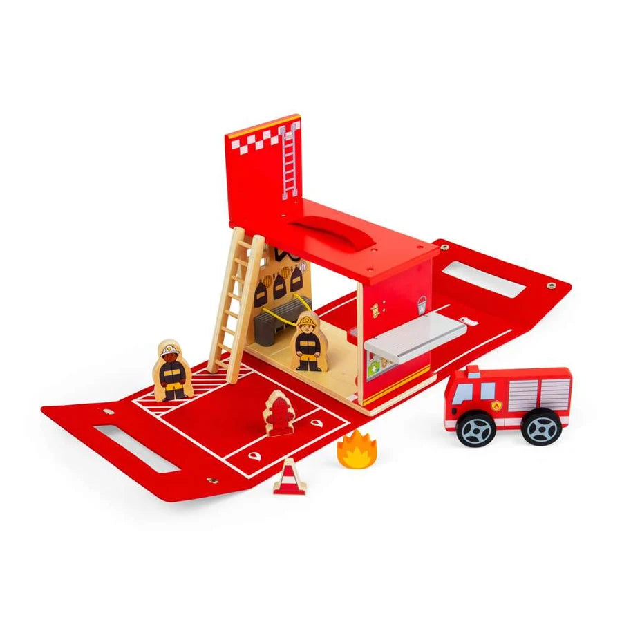Bigjigs Toys - Fire Station On The Go