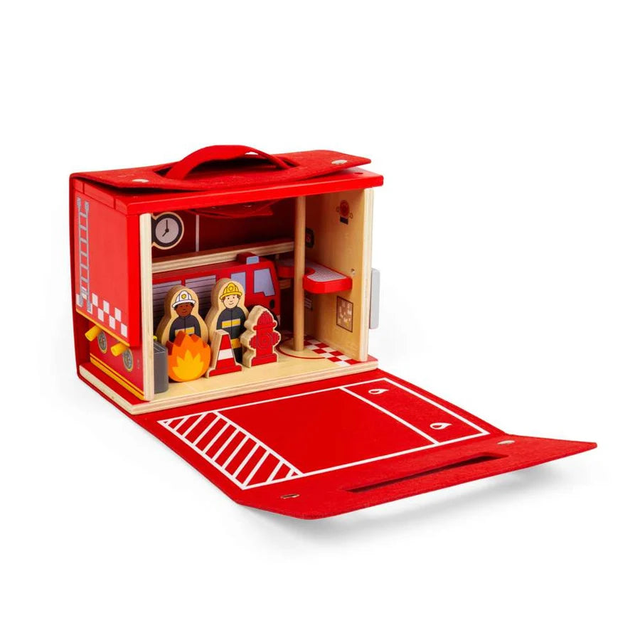 Bigjigs Toys - Fire Station On The Go