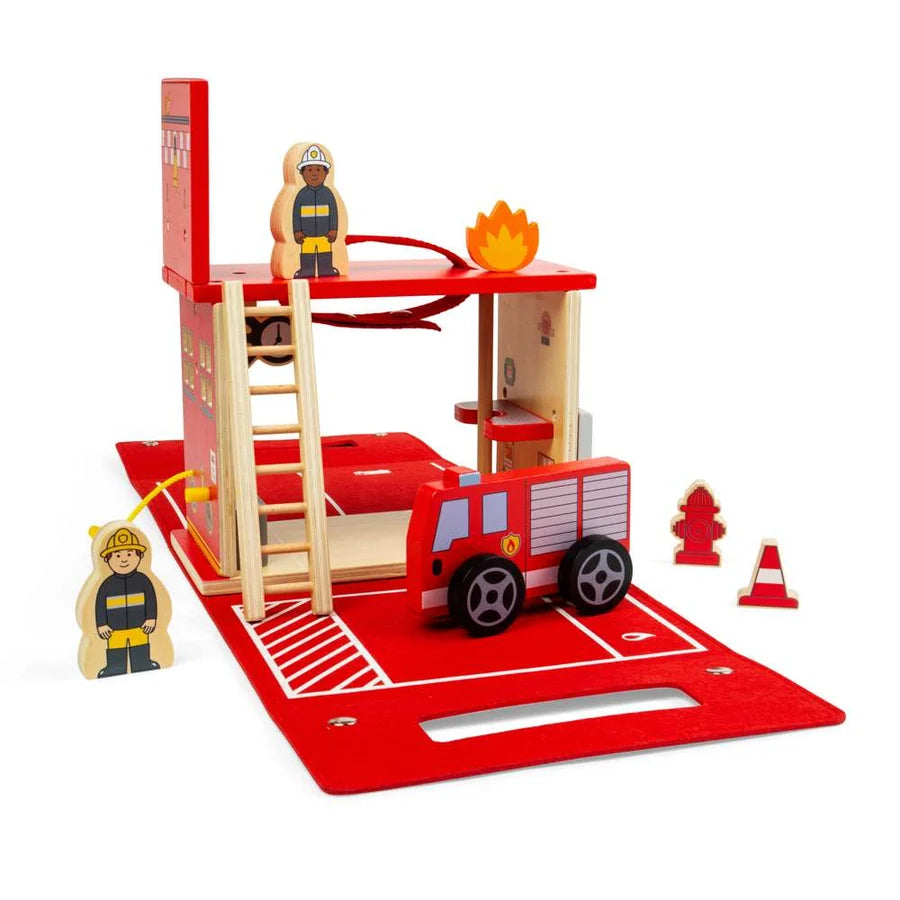 Bigjigs Toys - Fire Station On The Go