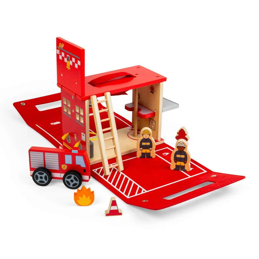 Bigjigs Toys - Fire Station On The Go