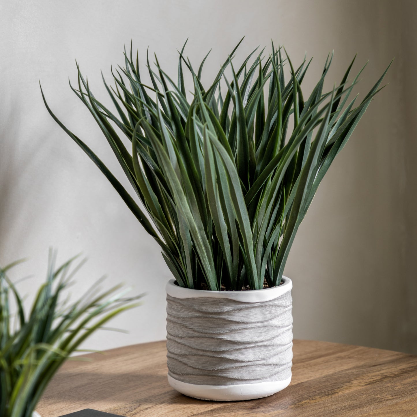 Faux Grass In Wavy Pot Large