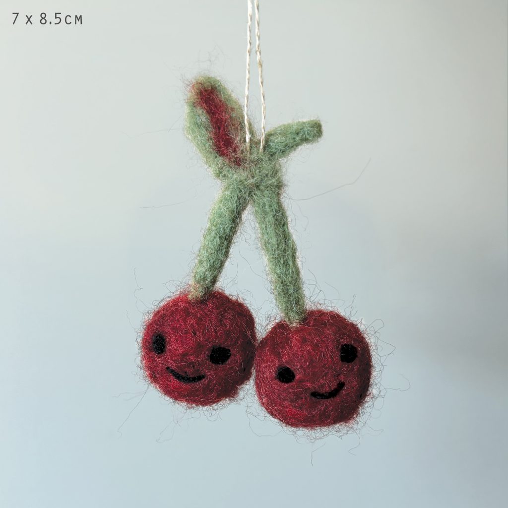 East of India - Needle Felted Hanging Cherries
