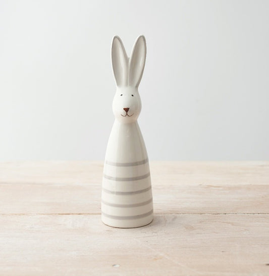 White Stripped Ceramic Rabbit - 20cm
