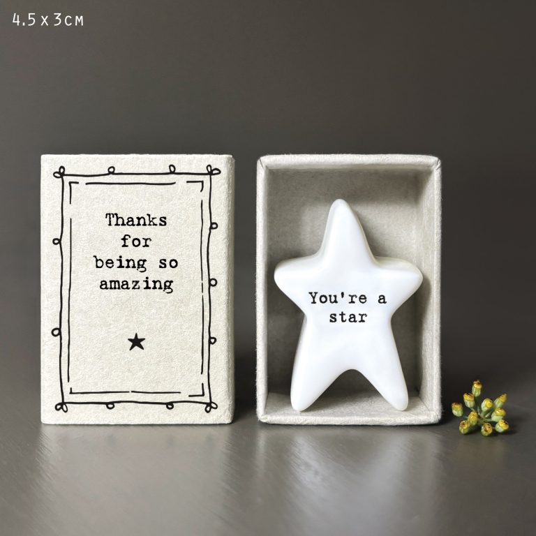 East of India - Matchbox Porcelain Star - Thanks For Being So Amazing