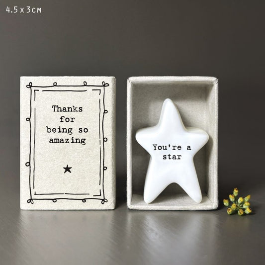 East of India - Matchbox Porcelain Star - Thanks For Being So Amazing