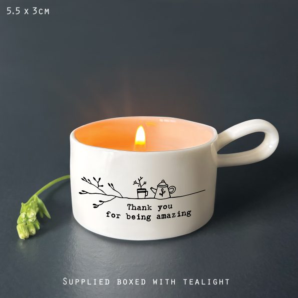 East of India - Handled Tea Light Holder - Thank You For Being Amazing