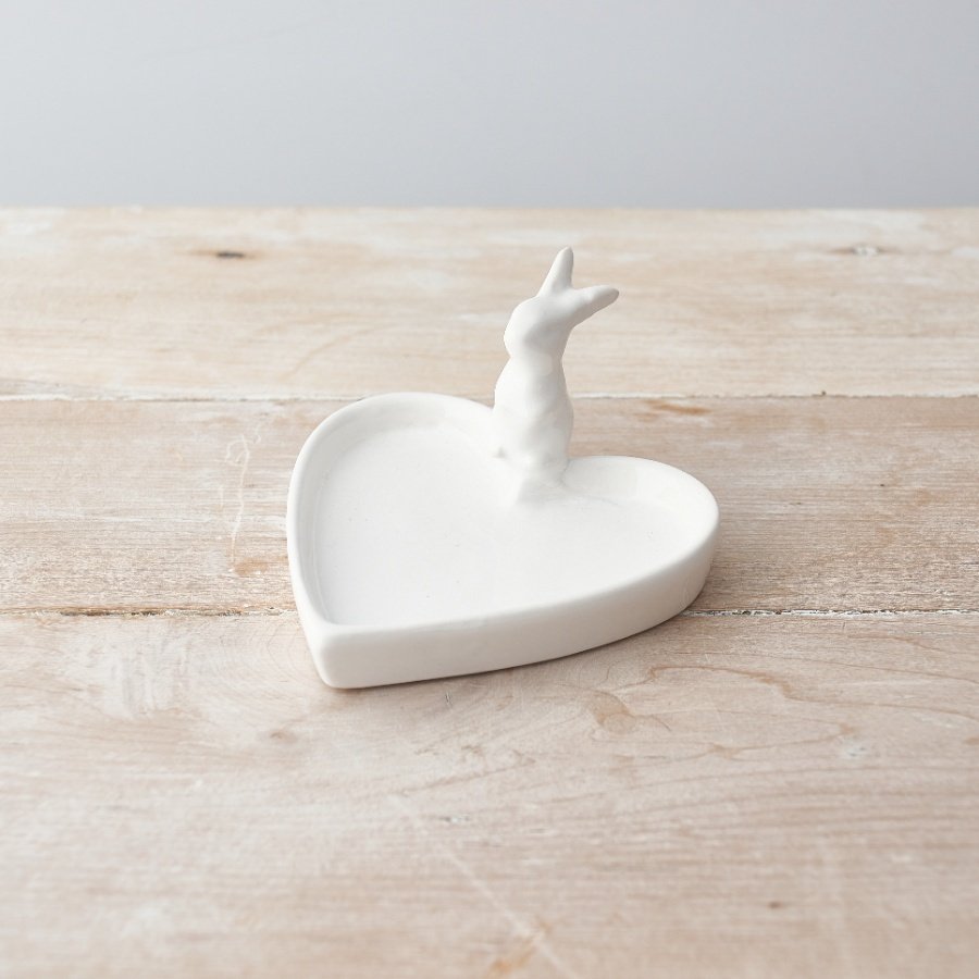 Ceramic Bunny Heart Dish - 12cm