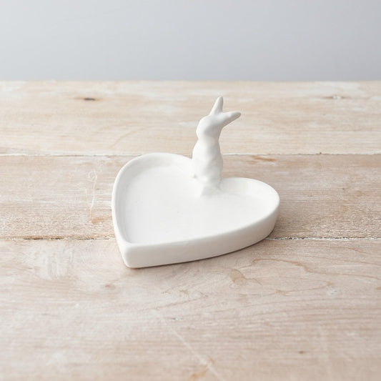 Ceramic Bunny Heart Dish - 12cm