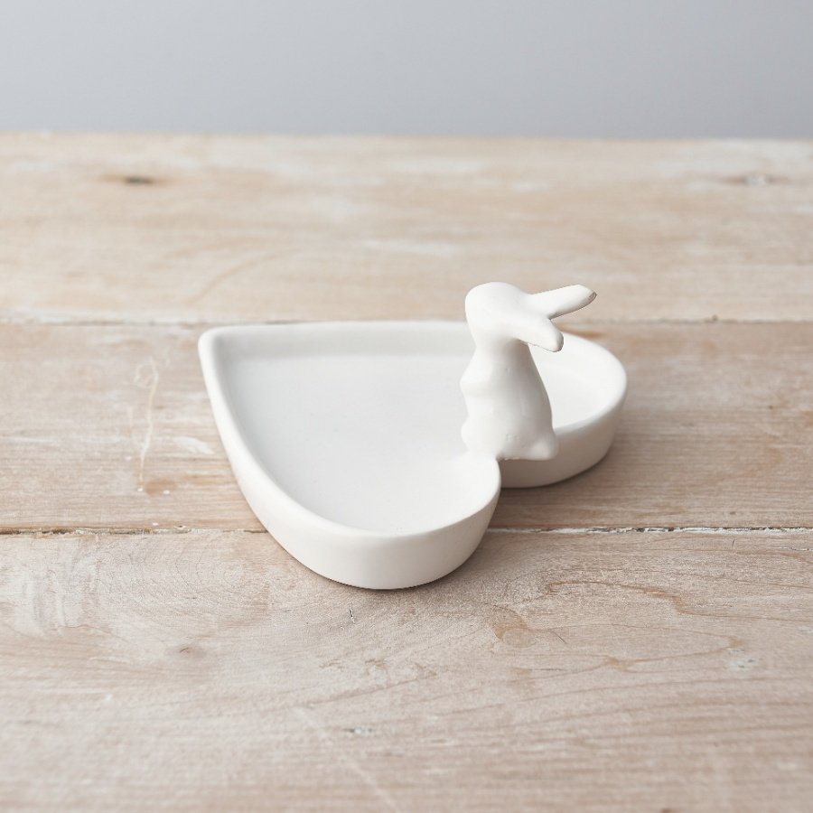 Ceramic Bunny Heart Dish - 12cm