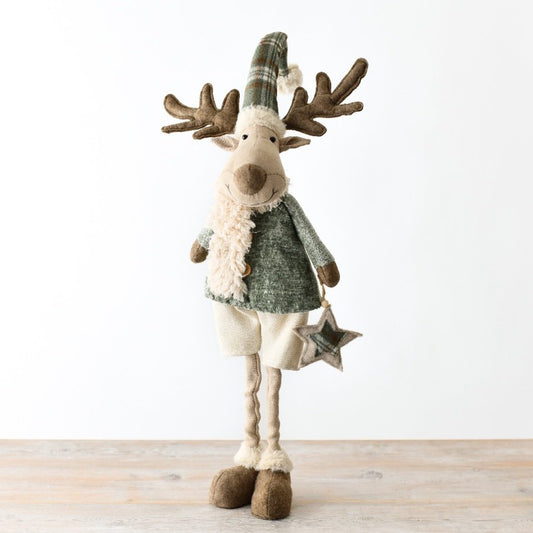 Festive Fabric Moose - Extendable Legged - 54cm