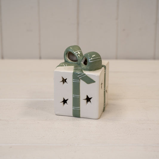 White and Green Ceramic Present with LED