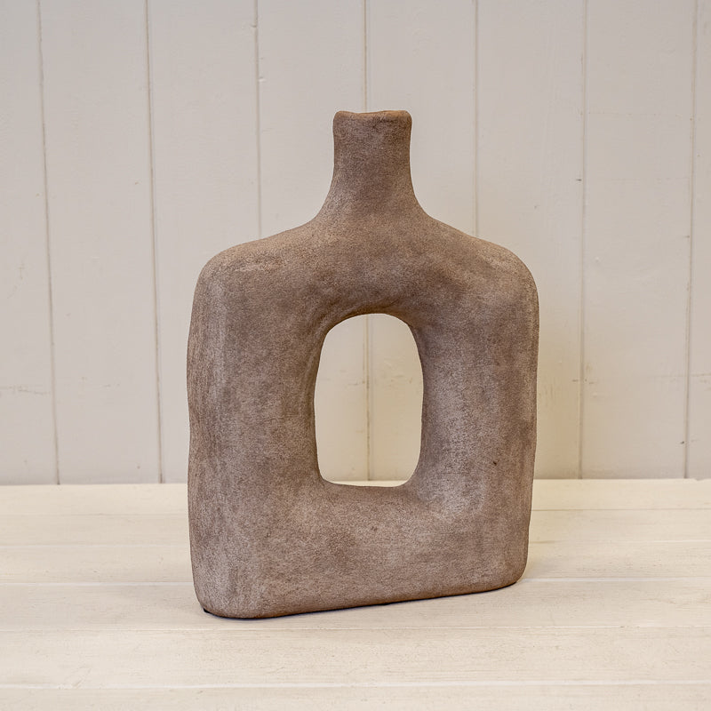Brown Textured Sculpture Vase