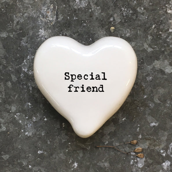 East of India - White Porcelain Heart Token 'Special Friend'