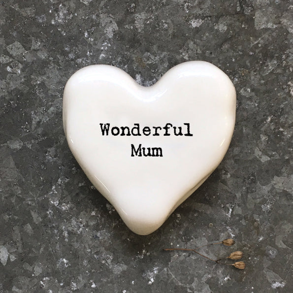 East of India - White Heart Token - Wonderful Mum