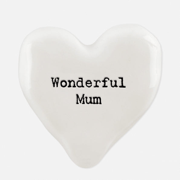 East of India - White Heart Token - Wonderful Mum