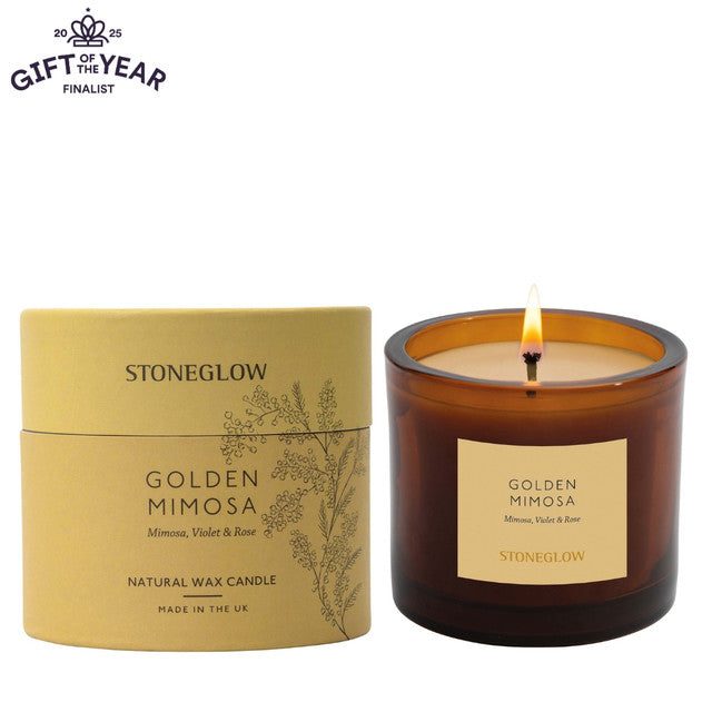 Stoneglow - The Walled Garden Golden Mimosa Candle Mimosa | Violet | Rose - Scented Natural Wax Candle Tumbler (79 x 89mm)