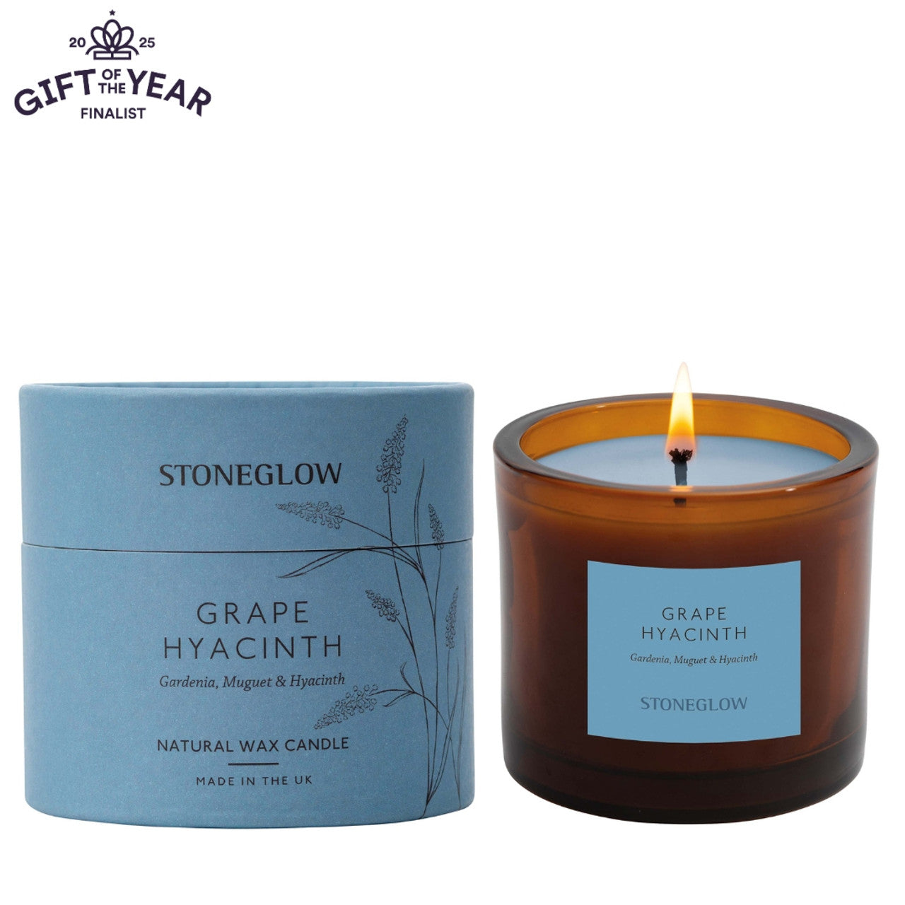 Stoneglow - The Walled Garden Grape Hyacinth Candle Gardenia | Muguet | Hyacinth - Scented Natural Wax Candle Tumbler (79 x 89mm)