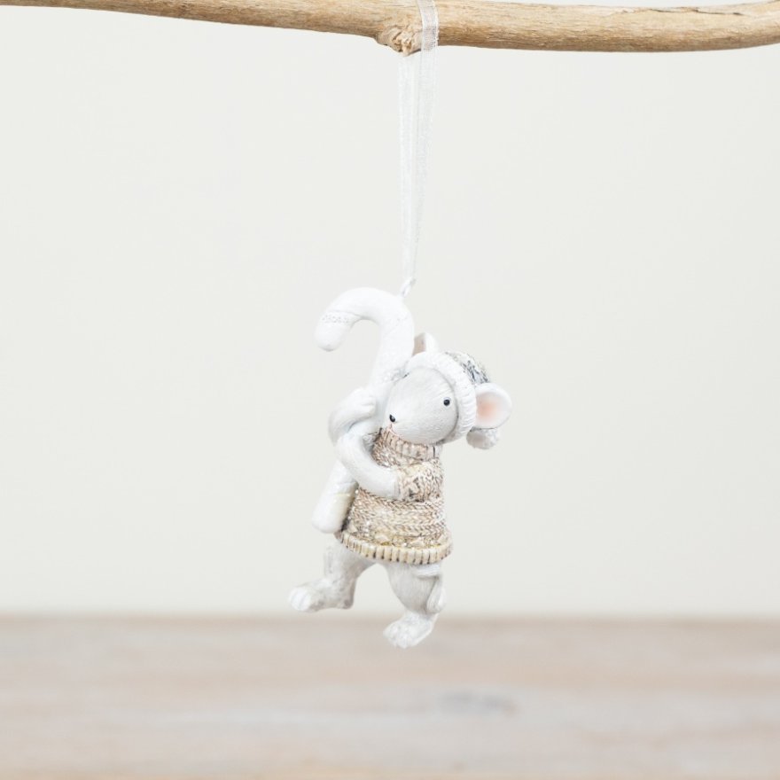 Candy Cane Mouse Christmas Hanging Decoration