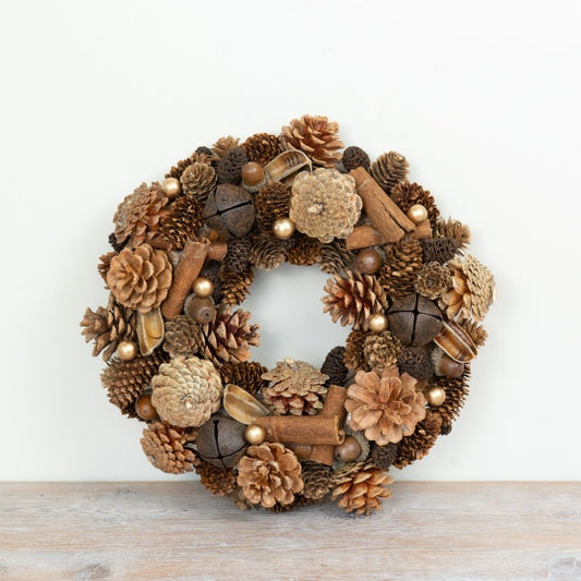 Natural Pinecone & Cinnamon Wreath 29cm