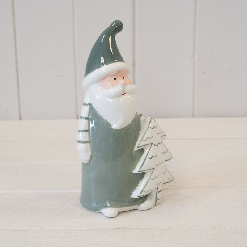 Ceramic Nordic Green Santa with Christmas Tree