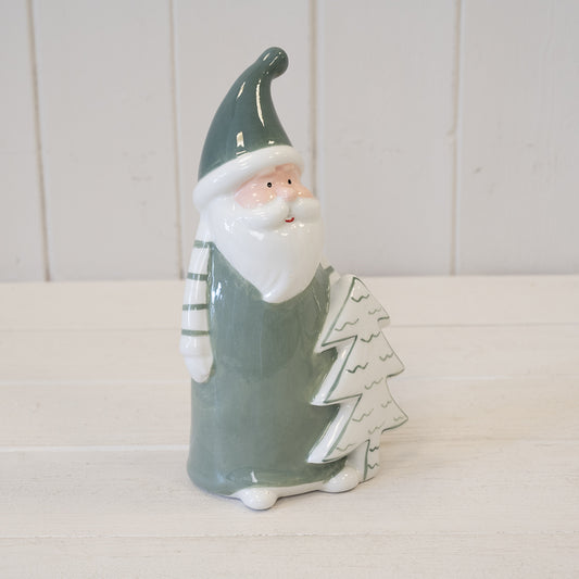 Ceramic Nordic Green Santa with Christmas Tree