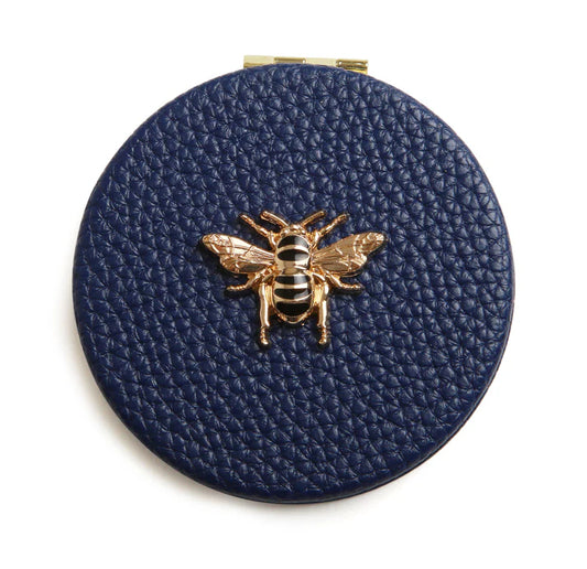 Alice Wheeler - Navy Round Compact Mirror