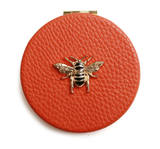Alice Wheeler - Orange Round Compact Mirror
