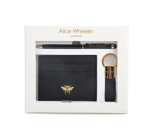 Alice Wheeler - Bow Card Holder, Key Ring and Pen - Black