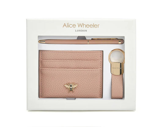 Alice Wheeler - Bow Crad Holder, Key ring and Pen Gift Set - Pink