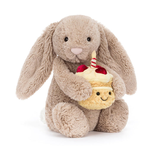 Jellycat - Bashful Beige Bunny 'Birthday' - MAXIMUM 2 PER CUSTOMER