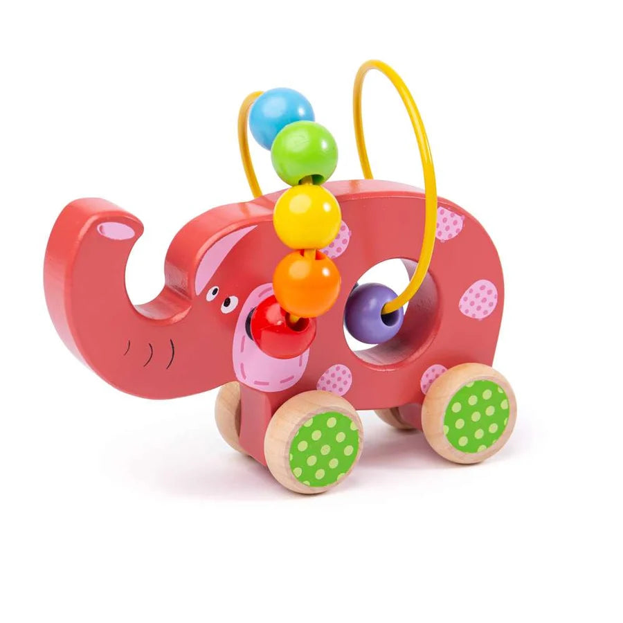 Bigjigs Toys - Push Along Elephant Bead Frame