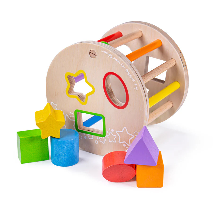 Bigjigs - Wooden First Rolling Shape Sorter