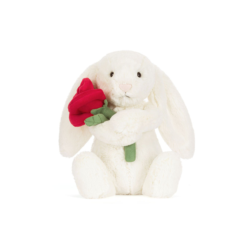 Jellycat - Cream Bunny With Rose - MAXIMUM ONE PER CUSTOMER