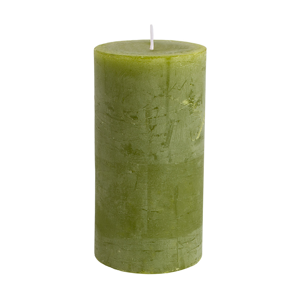 Rustic Pillar Candle - Fern Green