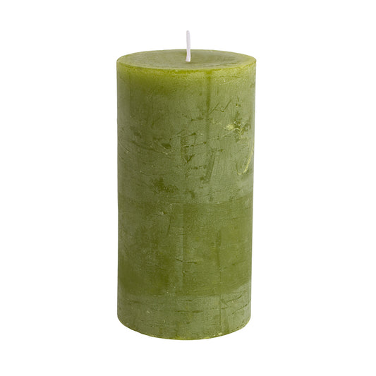Rustic Pillar Candle - Fern Green