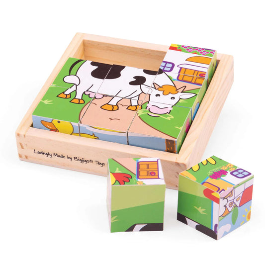 Bigjigs Toys - Wooden Animal Cube Puzzle