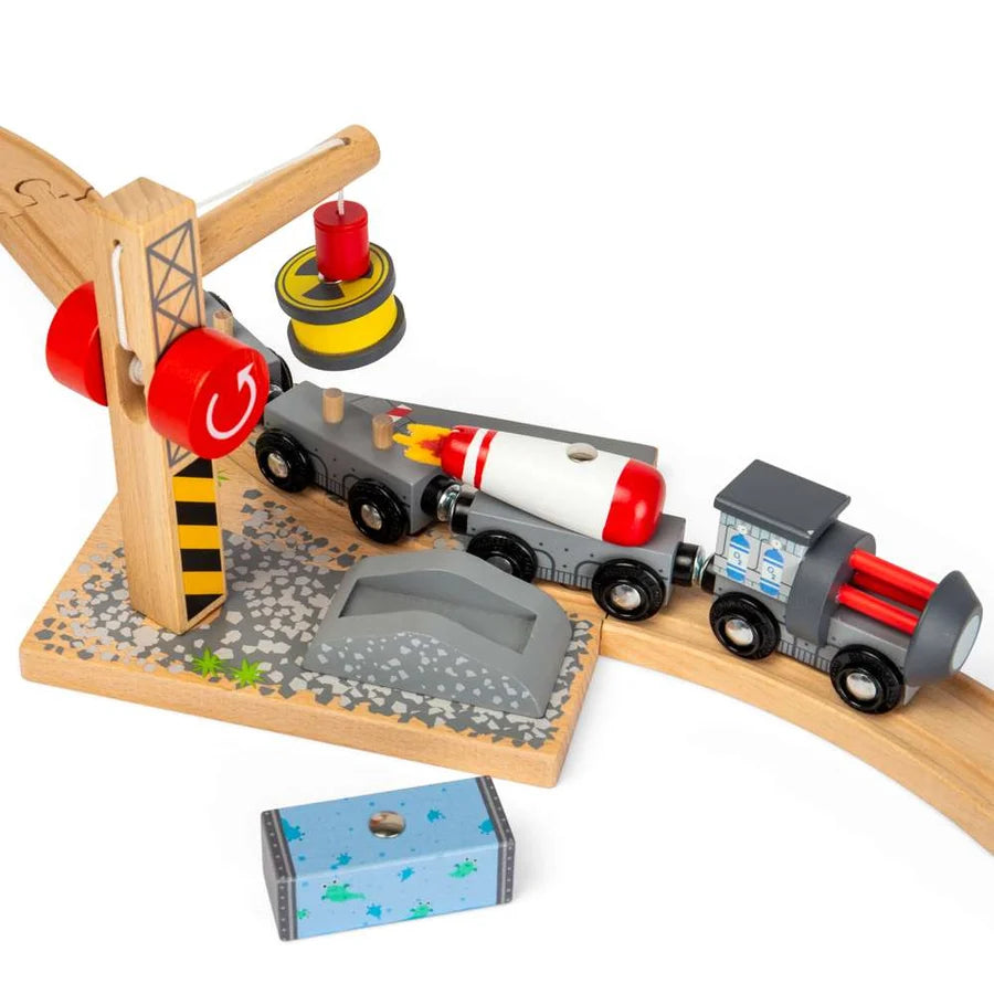 Bigjigs Toys - Space Wooden Railway Engine & Carriages
