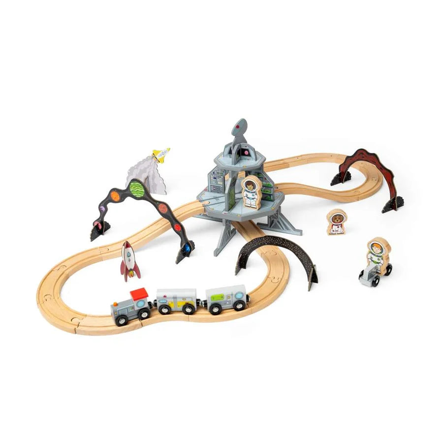 Bigjigs Toys - Space Train Set - Wooden Toy Railway