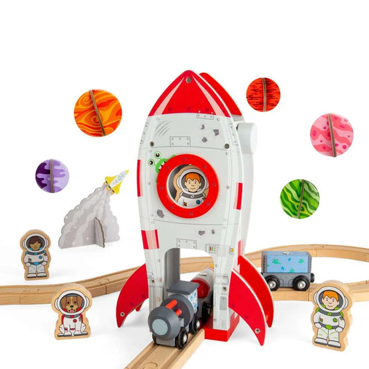 Bigjigs Toys - Rocket Ship - Wooden Railway Accessory