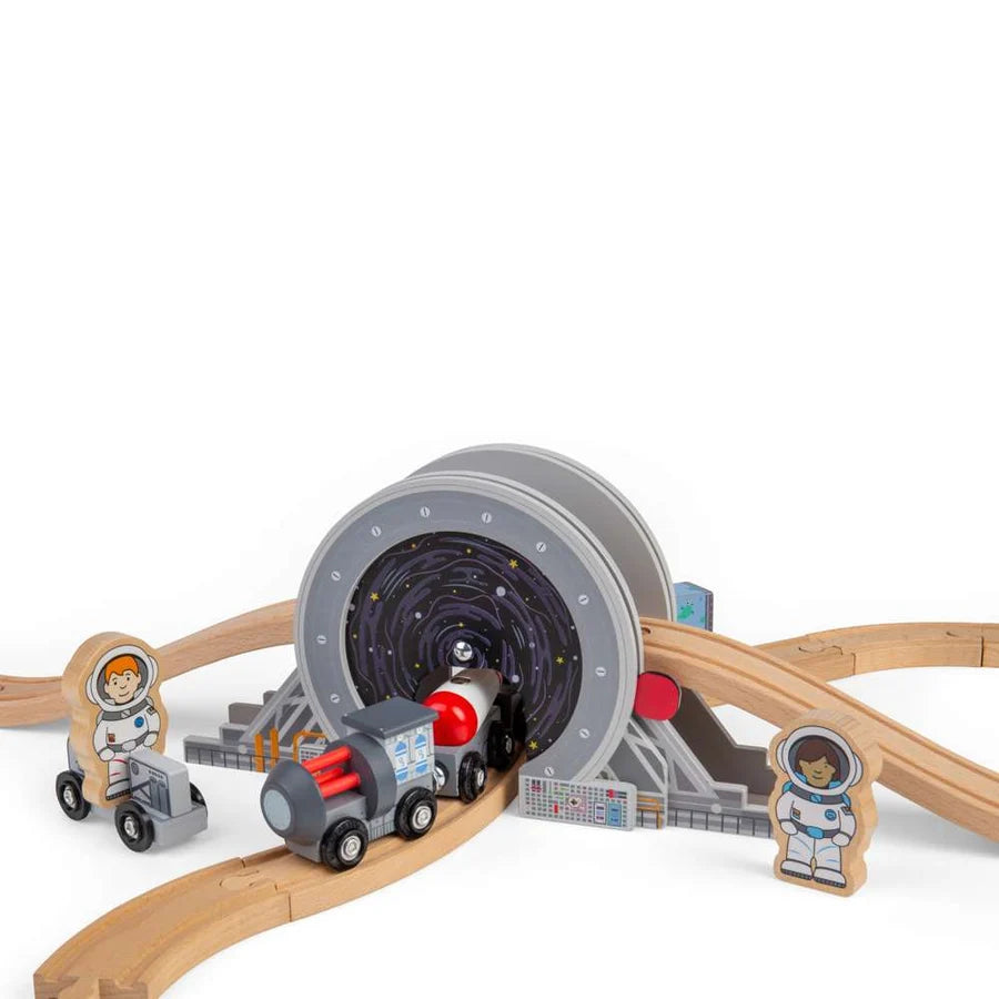 Bigjigs Toys - Galaxy Bridge - Space Themed Wooden Railway Accessory for Train Sets