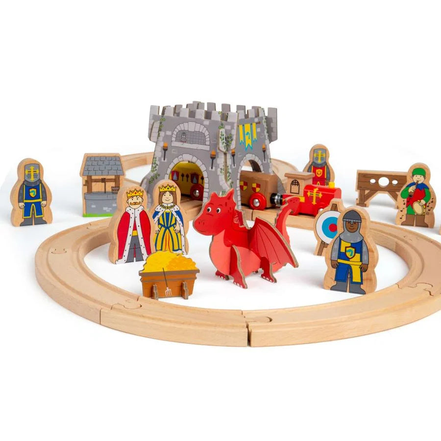 Bigjigs Toys - Medieval Train Set- Wooden Railway Set