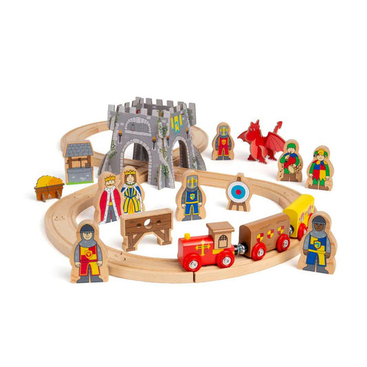 Bigjigs Toys - Medieval Train Set- Wooden Railway Set