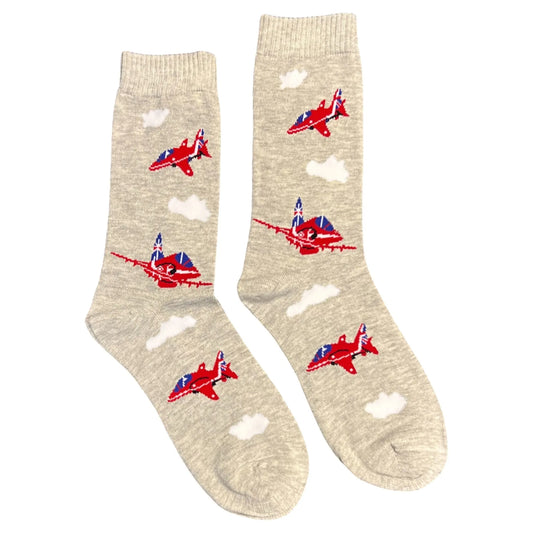 Jess & Lou - Mens Red Jets Grey Bamboo Socks Gift Boxed