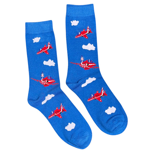 Jess & Lou - Mens Red Jets Blue Bamboo Socks Gift Boxed