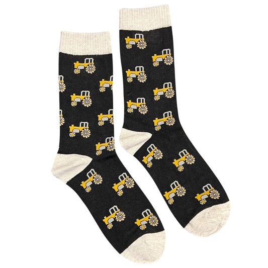 Jess & Lou - Black Tractor Bamboo Socks Gift Boxed