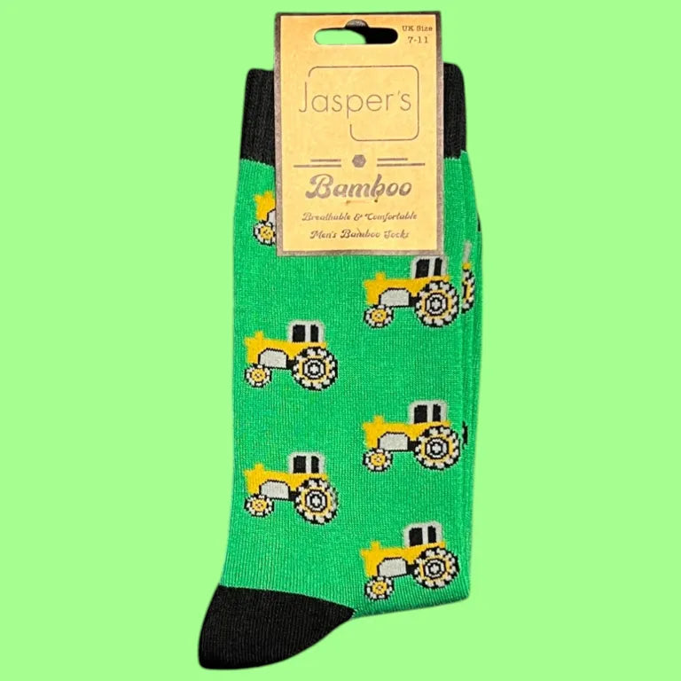 Jess & Lou - Green Tractor Bamboo Socks Gift Boxed